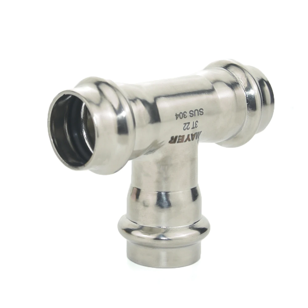 Food grade 304 316L stainless steel joint 3 way elbow pipe fitting tee