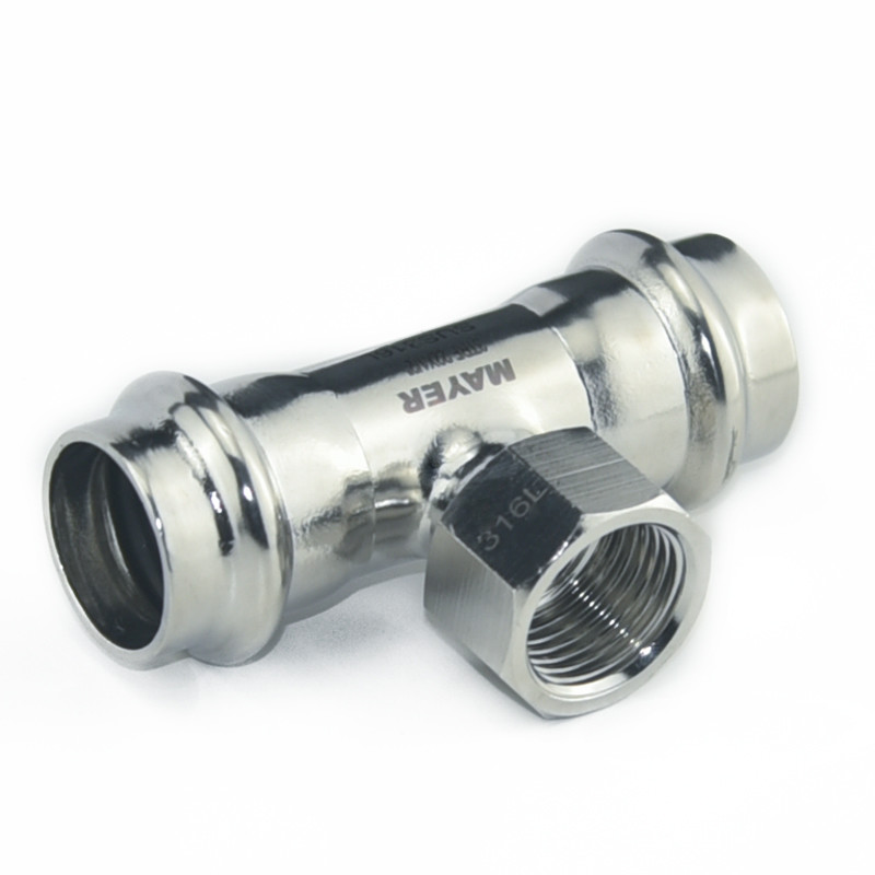 Hot sale Stainless Steel Female Tee Pipe Fitting Press Connector 316L