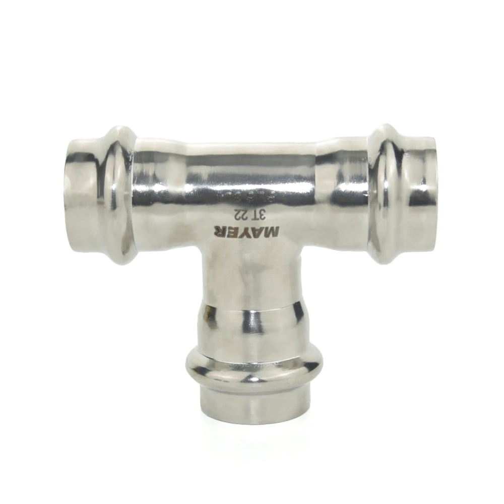 stainless steel tee pipe fitting 3 way with female thread for HVAC systems
