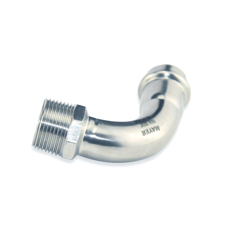 Factory direct sales stainless steel hose fitting 90 degree steel elbow male thread 304/316L