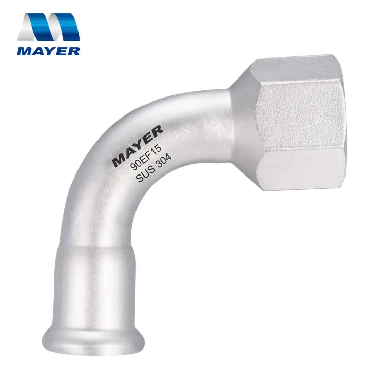 MAYER DVGW Stainless Steel female single press-fitting 90 Elbow fittings