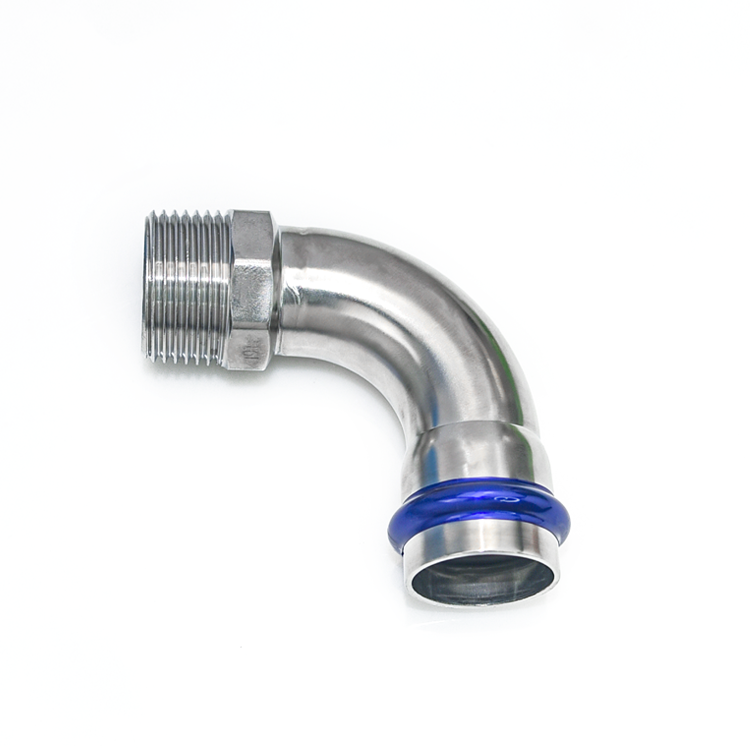 Factory OEM Stainless steel V Type press fittings Male Bend pipe fitting