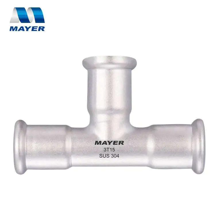 M type equal tee 304 and 316L stainless steel pipe Fittings for plumbing water system