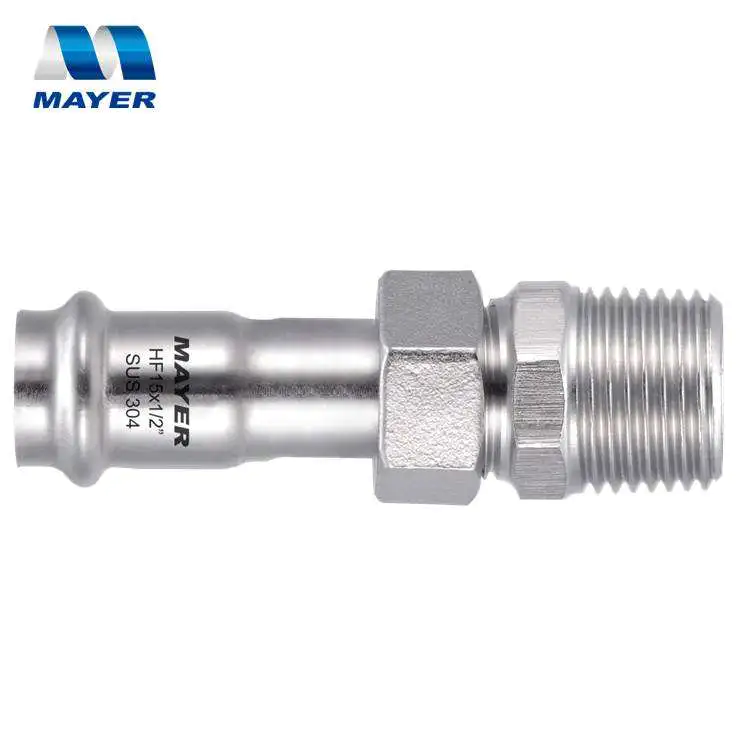 Mayer Press adapter male female union fitting with stainless steel nut