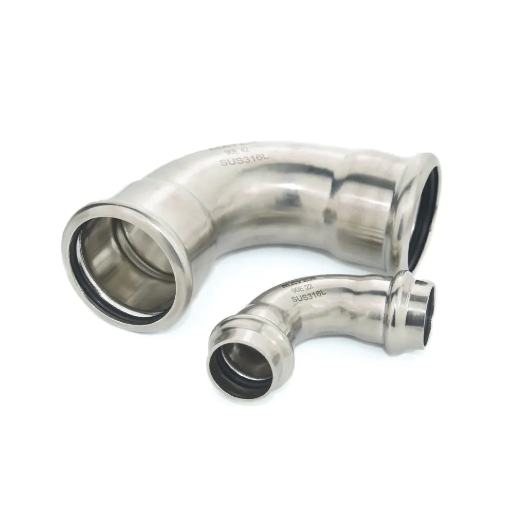 304 316L 1 inch 90 elbow bend stainless steel fittings for clean steam system