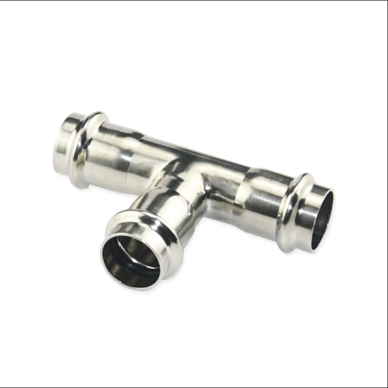 stainless steel 304 316L V press pipe fittings tee for water pipeline