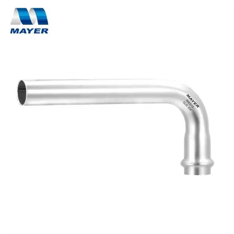 hot sale sanitary 304 pipe fittings 90 degree long radius press elbow with plain end