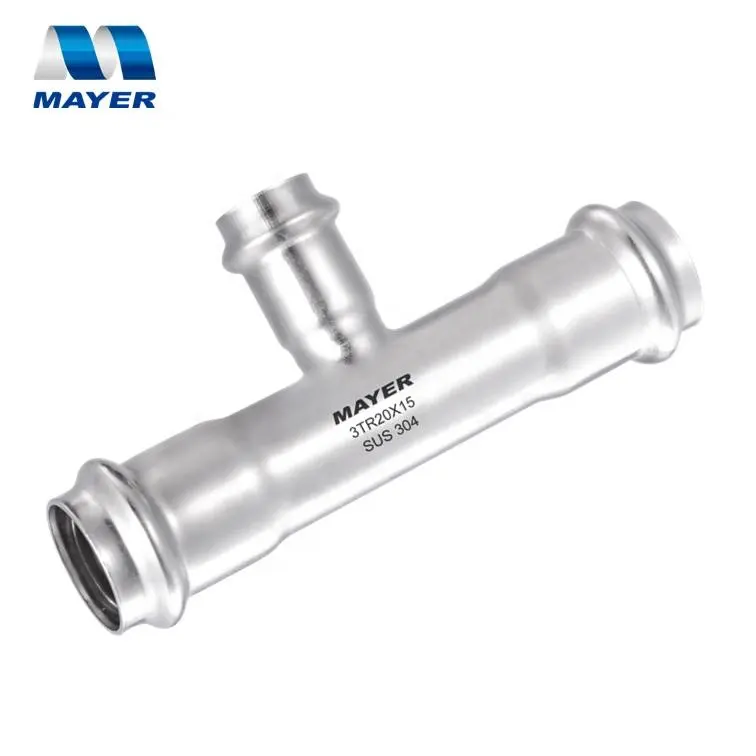 Hot Selling High Quality 304/316L Stainless Steel Tube Reducing Tee press fittings