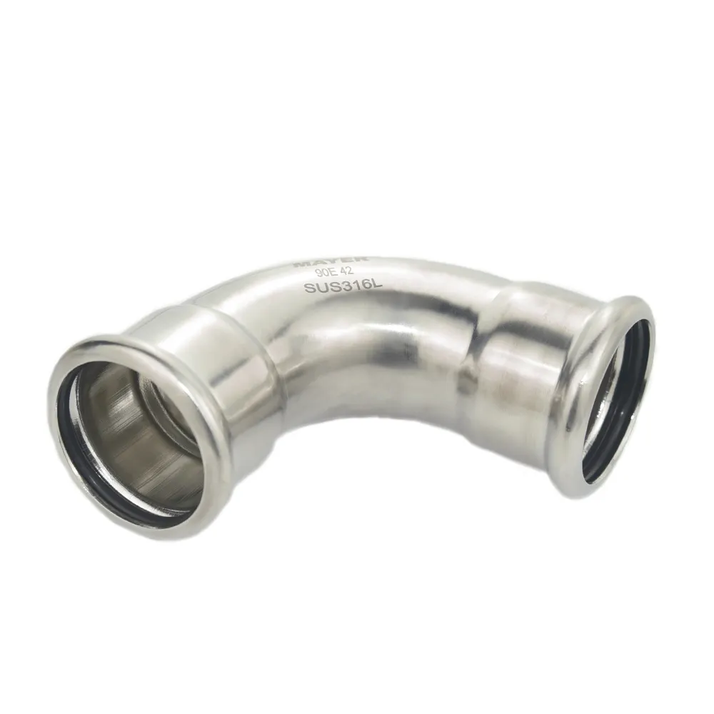 Hot sale 304 316 Stainless Press pipe fittings 90 degree elbow for water system