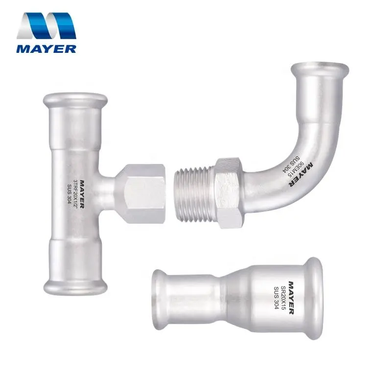 Factory Price 304 316 stainless steel press fittings coupling tee elbow fitting