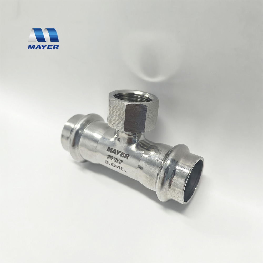 Tee with female thread branch M/V Profile Stainless Steel Pipe Press Fitting